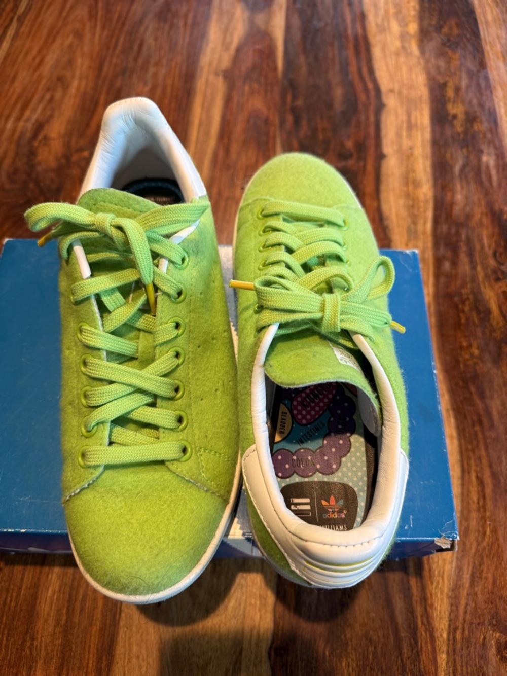 adidas Kids Bright Lime Green Suede Sneakers with White Heel